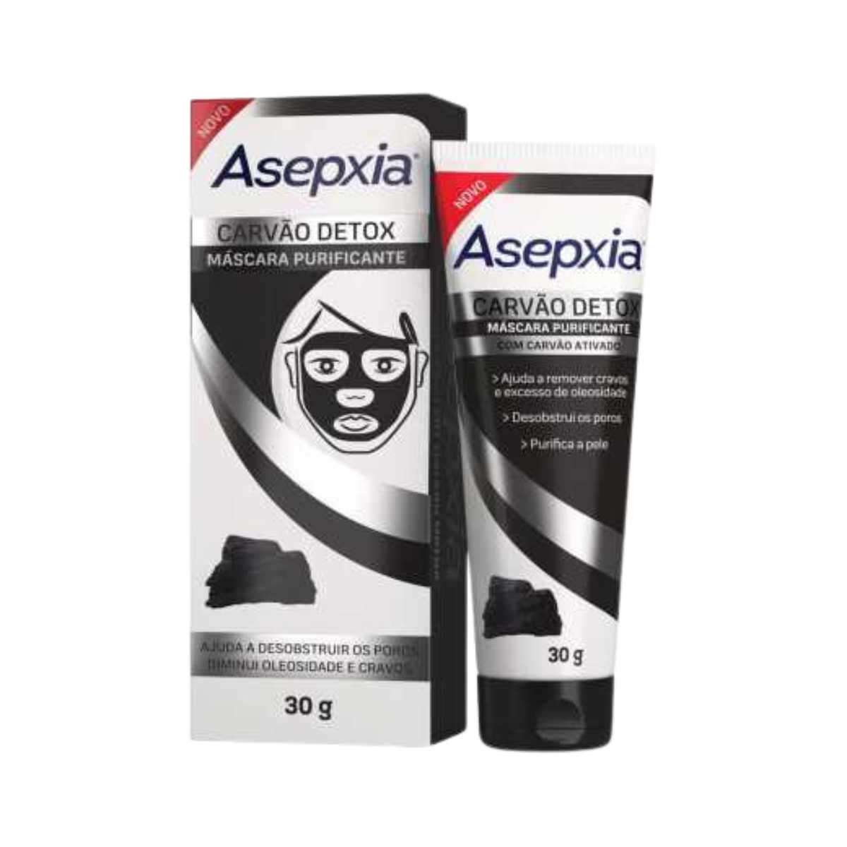 Asepxia Máscara Facial Purificante Carvão Detox 30g
