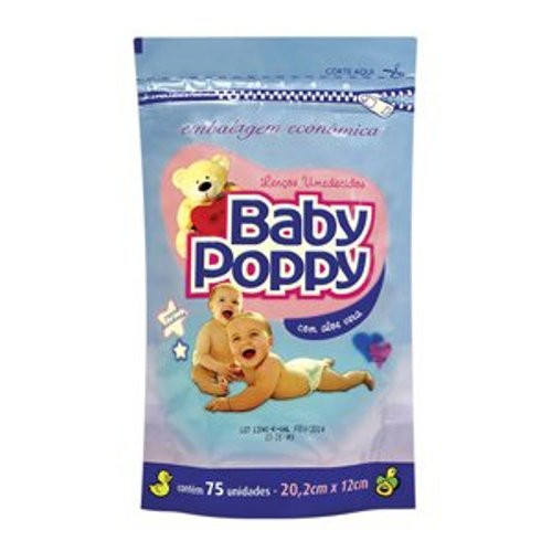 Lenco Umedecido Baby Poppy Com 75 Unidades