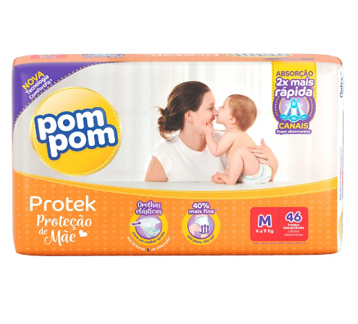 Fralda Pom Pom Protek M com 46 unidades