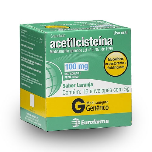 Acetilcisteína 100mg Eurofarma 16 Sachês