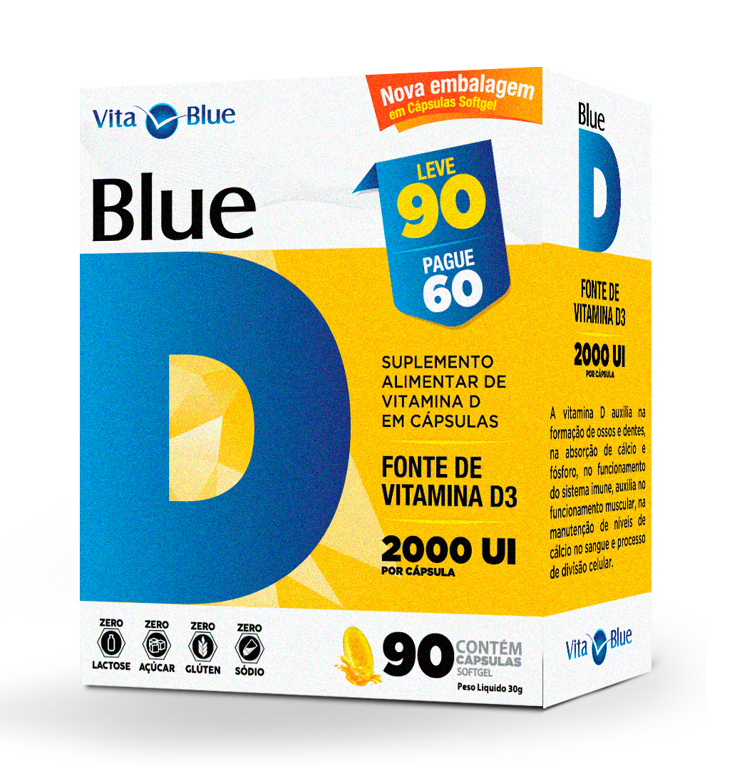 Vita Blue Vitamina D 2.000ui com 90 Cápsulas