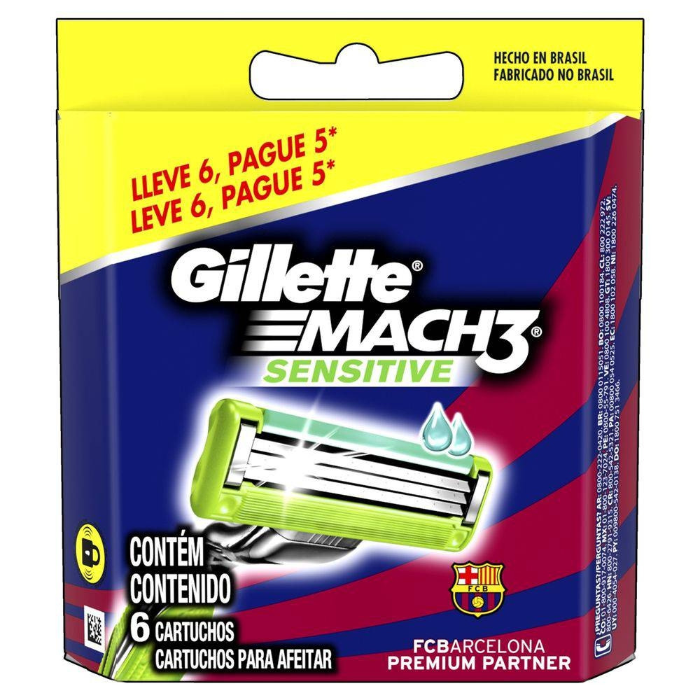 Carga Gillette Mach3 Sensitive Barcelona 6 Unidades