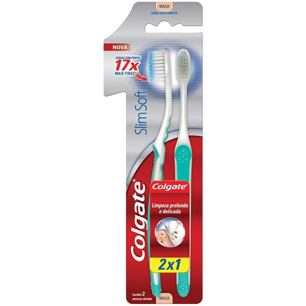 Escova Dental Colgate Slim Soft Macia 2 unidades