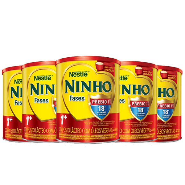 Leite em Pó Ninho Fases 1+ Nestlé 400g - 5 unidades