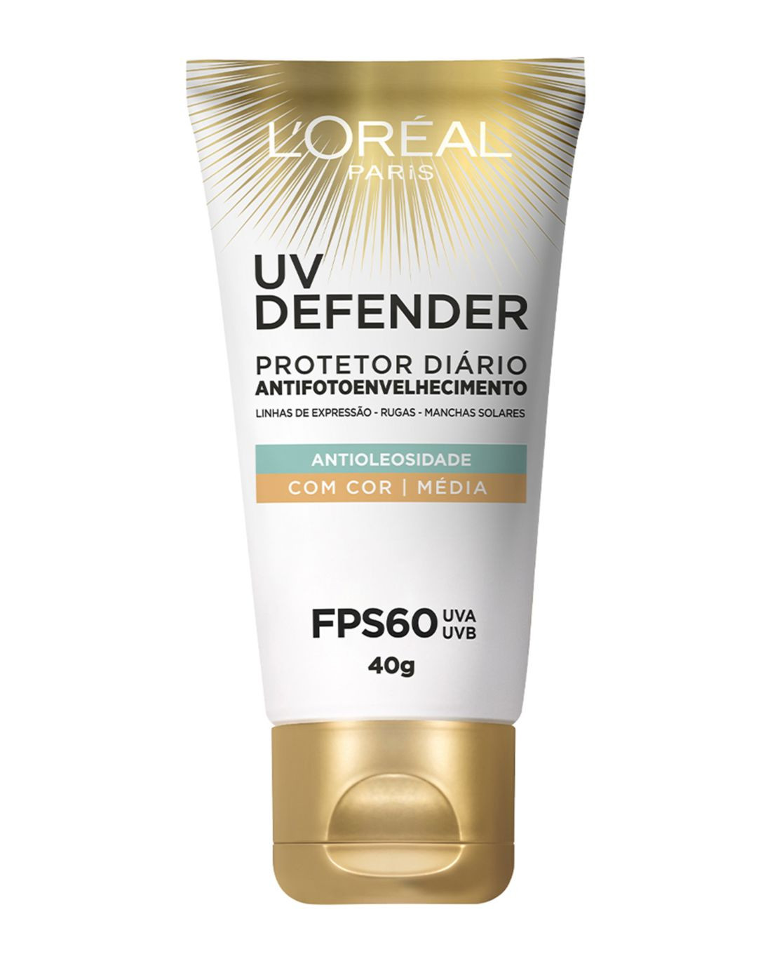 Protetor Solar UV Defender FPS 60 Antioleosidade L'oréal Cor Média 40g