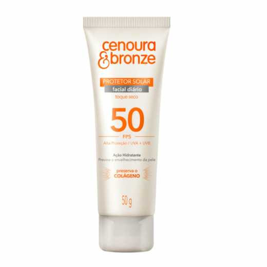 Protetor Solar Facial Cenoura&Bronze FPS 50 Toque Seco 50g