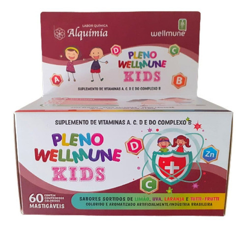 Suplemento Infantil Pleno Wellmune Kids 60 Comprimidos Mastigáveis