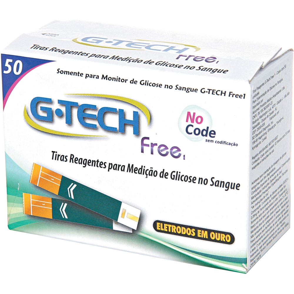 Tiras Reagentes Free G-Tech com 50 Unidades