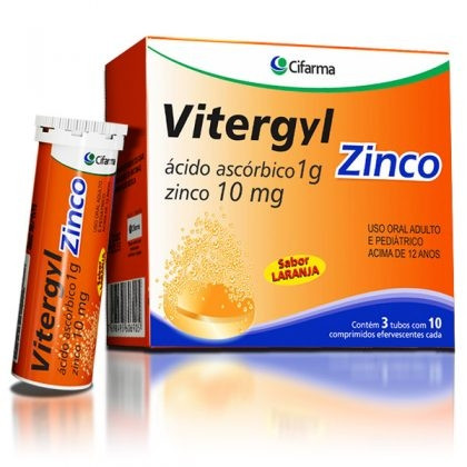 Vitergyl C + Zinco 3 Tubos com 10 Comprimidos Efervescentes Cada