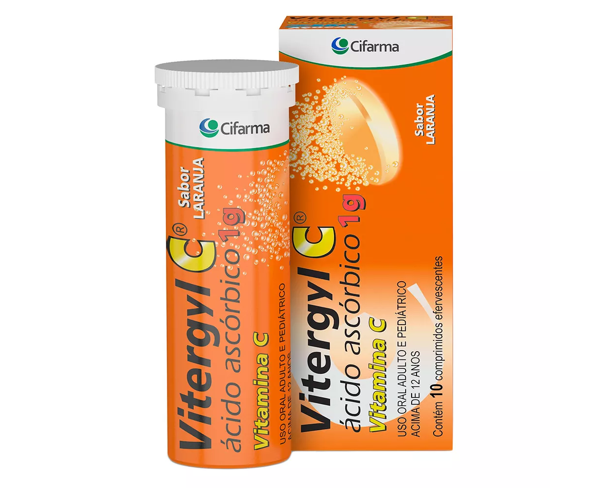 Vitergyl C Efervescente 1g Grb 10 Comprimidos é usado como suplemento vitamínico nas deficiências de vitamina C