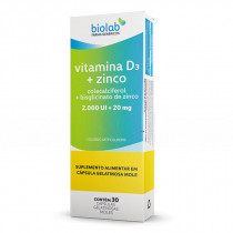 Vitamina D3 2.000ui + Zinco 20mg com 30 Cápsulas