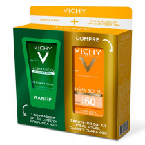  Kit Vichy Ideal Soleil Clarify FPS 60 Clara 40g + Gel de Limpeza 40g