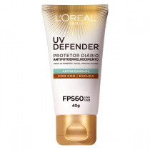 Protetor Solar Facial L'oréal FPS 60 Uv Defender Com Cor Escura 40g