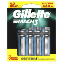 Carga Gillette Mach3 com 8 Cartuchos