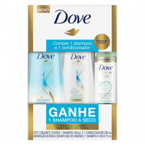 Kit Dove Shampoo 400ml+Condicionador 200ml - Ganhe 1 Shampoo a Seco 75ml