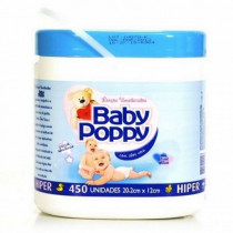 Lenco Umedecido Baby Poppy Azul Com 450 Unidades