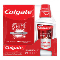 Colgate Kit Luminous White Brilliant Mint Creme Dental + Enxaguante Bucal 250ml