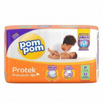 Fralda Pom Pom Protek Baby P 32 Unidades