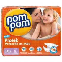 Fralda Pom Pom Protect Baby Econômica SXG com 16 Unidades