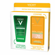 Kit Vichy Ideal Soleil Purify FPS 70 Clara 40g + Gel de Limpeza 40g
