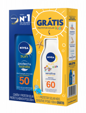 Kit Protetor Solar Nivea Sun FPS 50 Protect&Hidrata + Sensitive Kids FPS 60 100ml