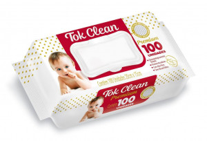 Toalhas Umedecidas Tok Clean Premium com 100 Unidades