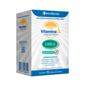 Vitamina D3 2.000ui Eurofarma com 30 Cápsulas
